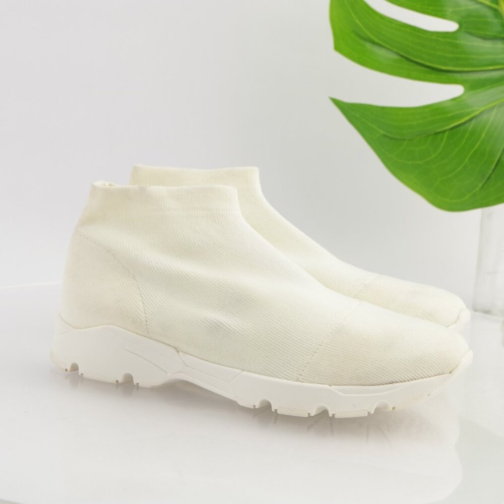 MM6 Maison Margiela Womens Knit Sneaker Size 36 5 White Mid Pull On Shoes Italy